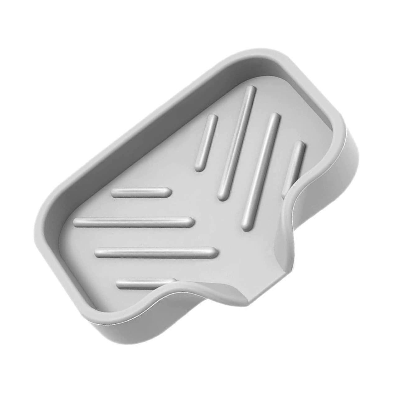Silicone Soap Dish with Fast Drainage Keeps Soap Dry Drop Resistant for Bathroom and Kitchen Grey
