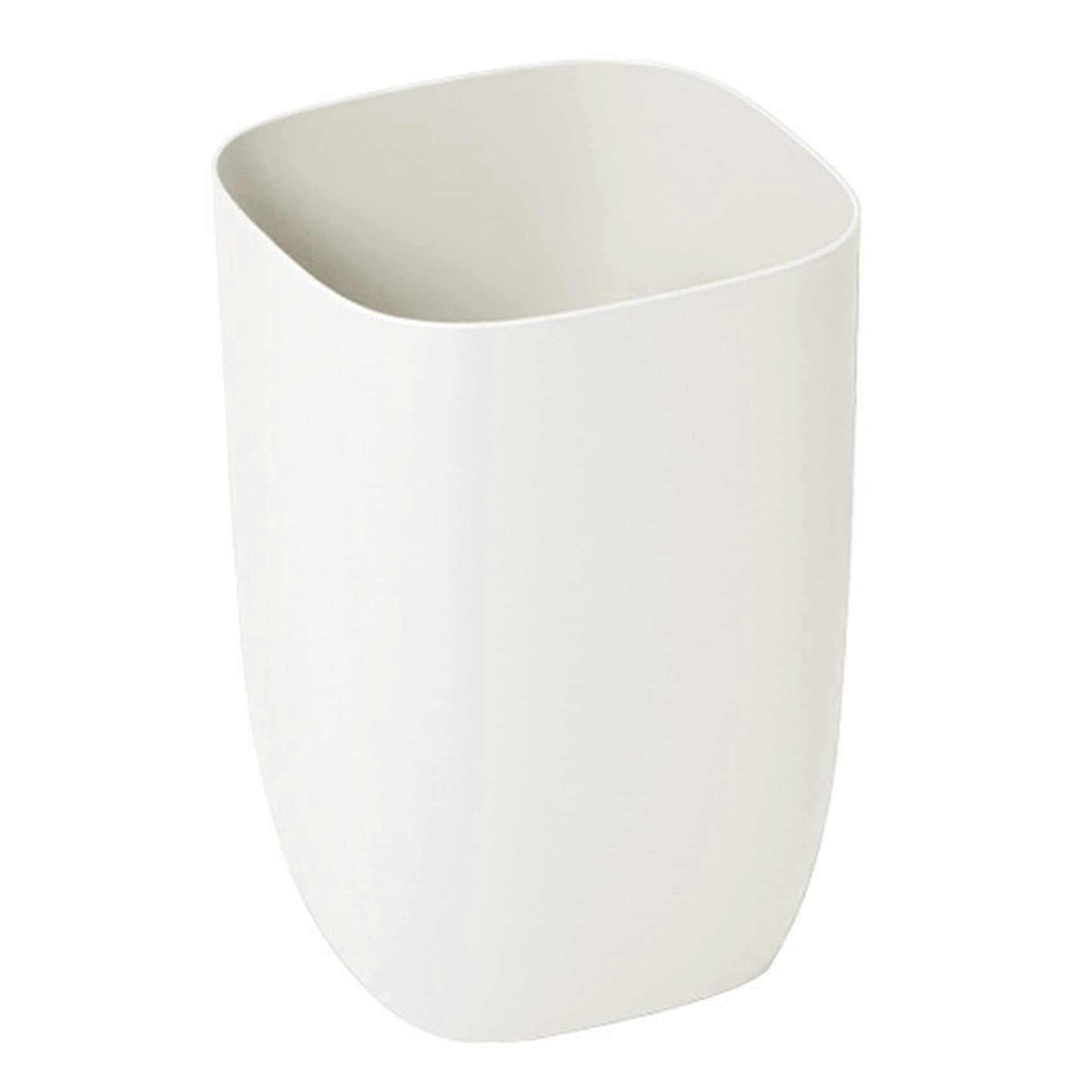Bathroom Trash Can White Plastic Small Waste Bin Compact Modern Design for Office Bedroom