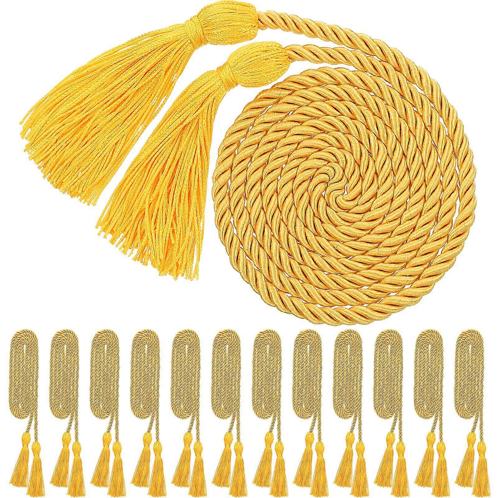 Graduation Honor Cords 12 Pack Bright Gold Extra Long Durable Polyester for Ceremony