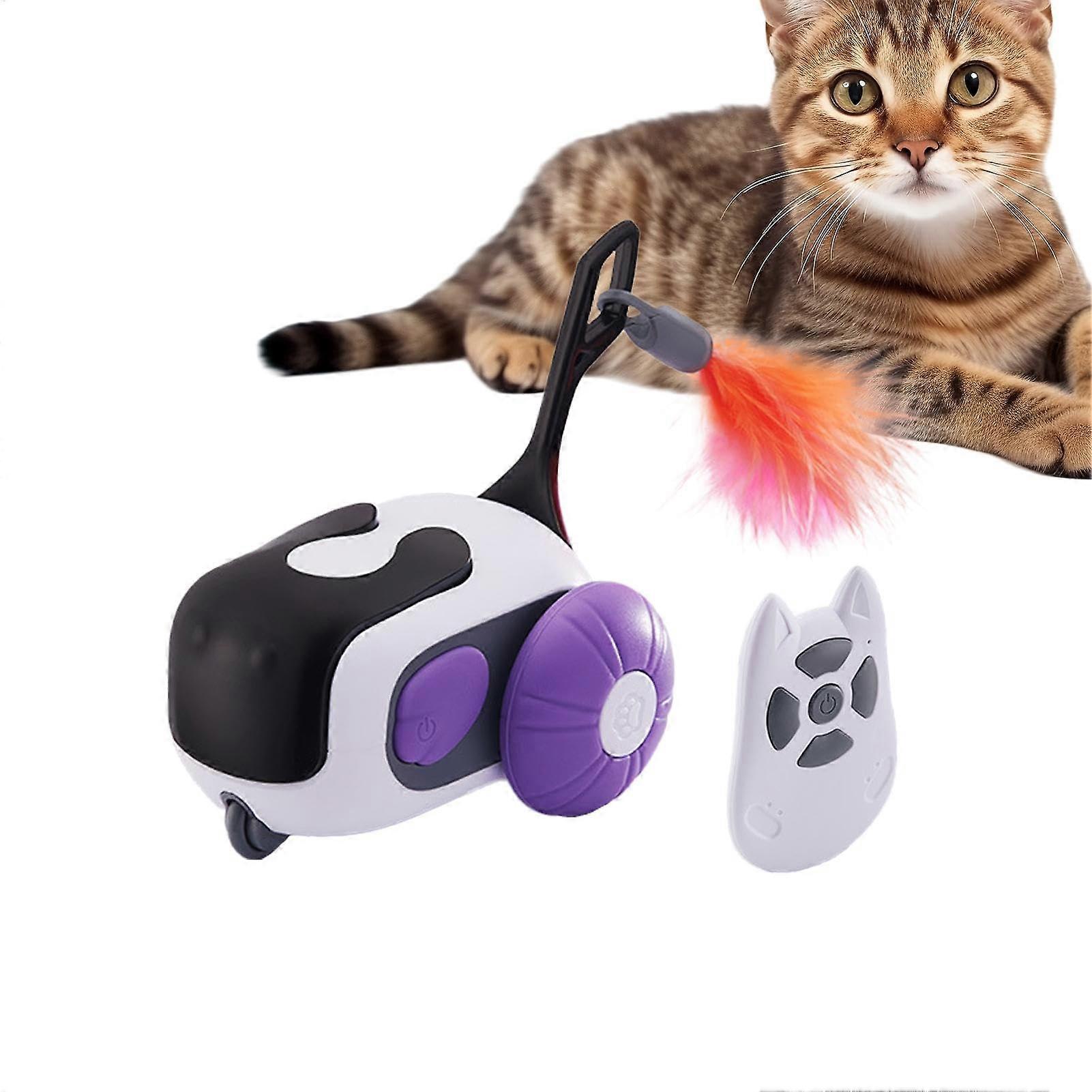 Interactive Remote Control Cat Toy with Feather, Smart Sensor, Rechargeable for Indoor Kittens