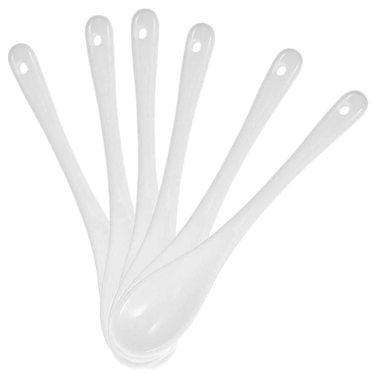 6pcs Ceramic Coffee Spoon Set Reusable Mini Mixing Spoons for Dessert Soup and Tea