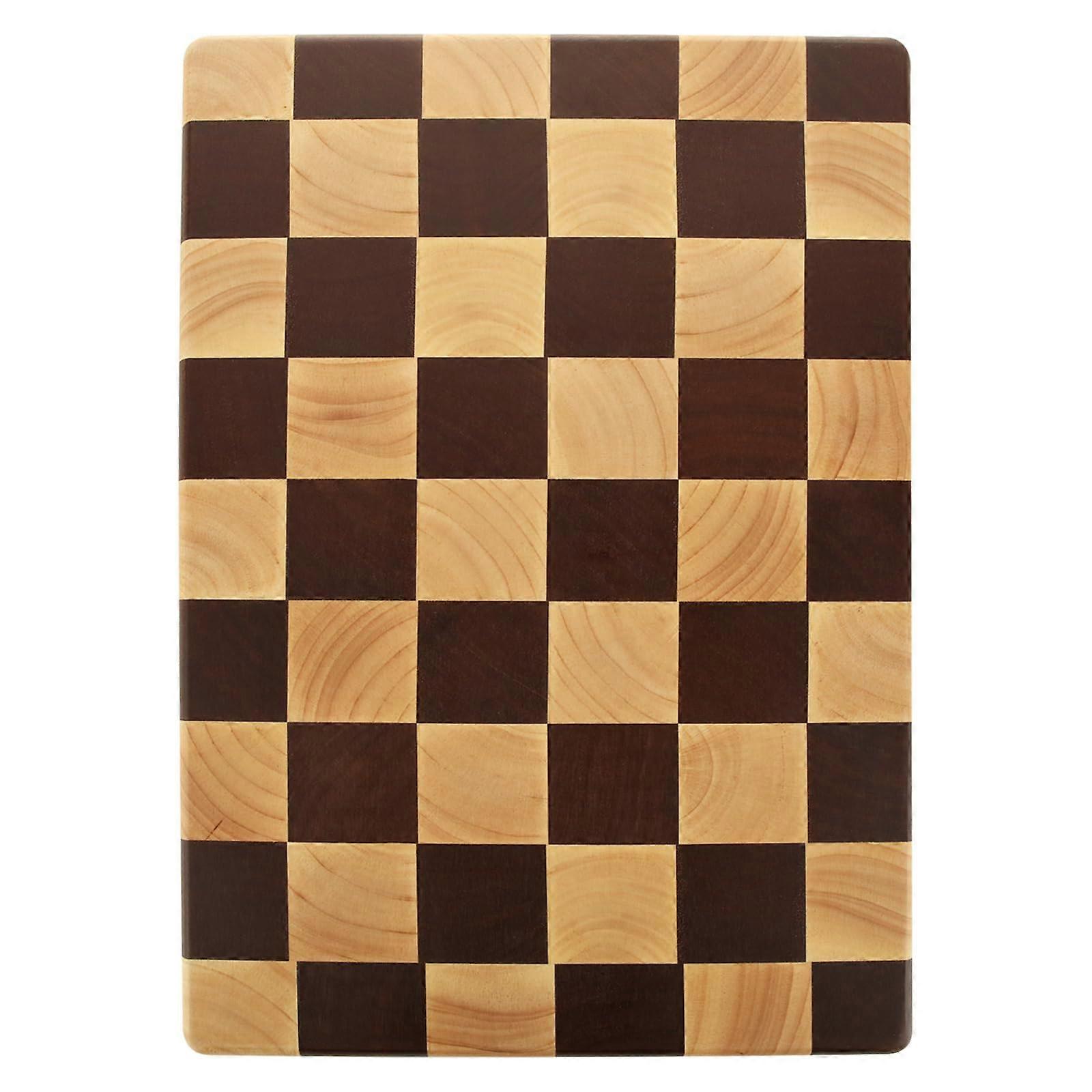 Large Rubberwood Cutting Board 40x28cm Checkerboard Design Easy Clean Rounded Corners