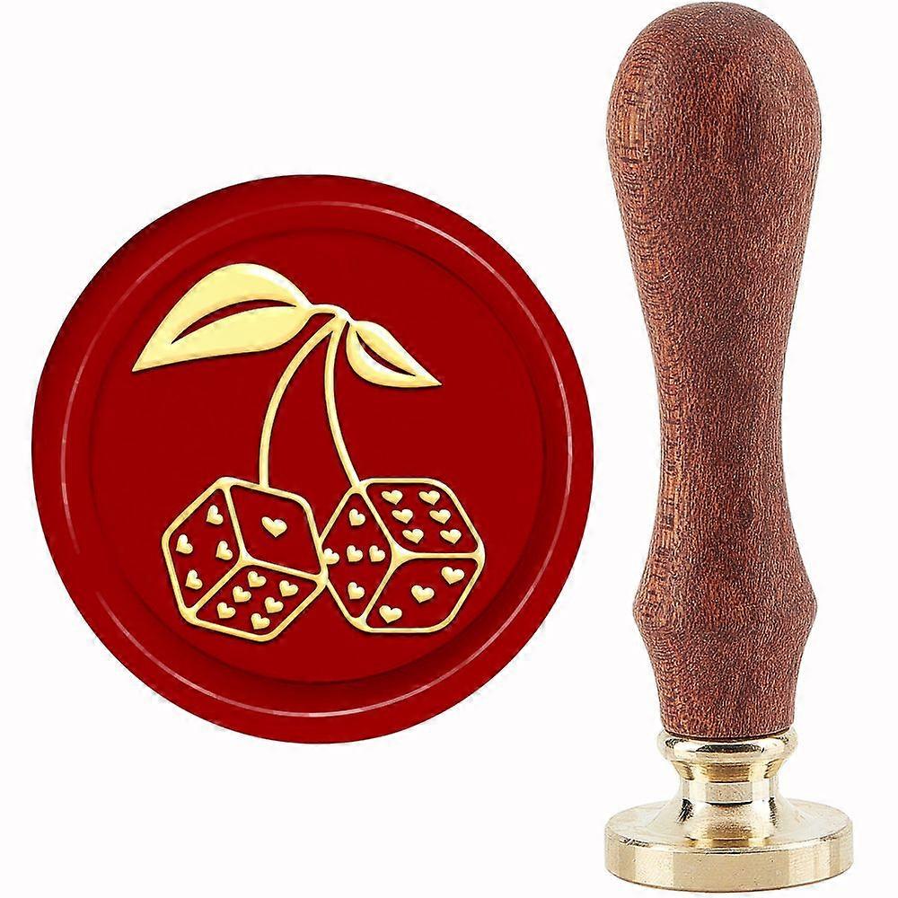 Brass Wax Seal Stamp with Handle for DIY Scrapbooking Cherry Pattern 89x30mm