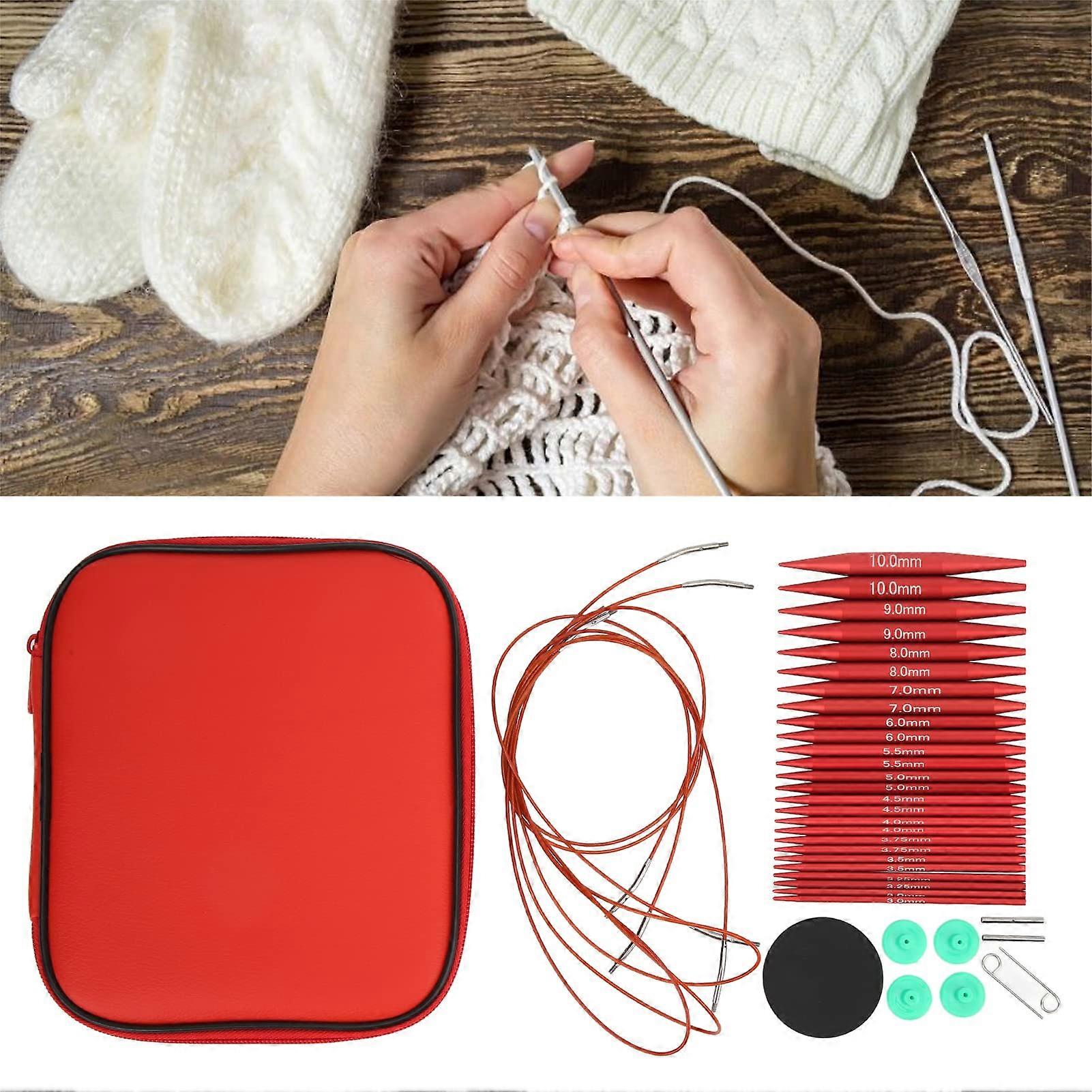 40pcs Interchangeable Knitting Needle Set with Multiple Sizes, Circular Needles Kit with Storage Bag