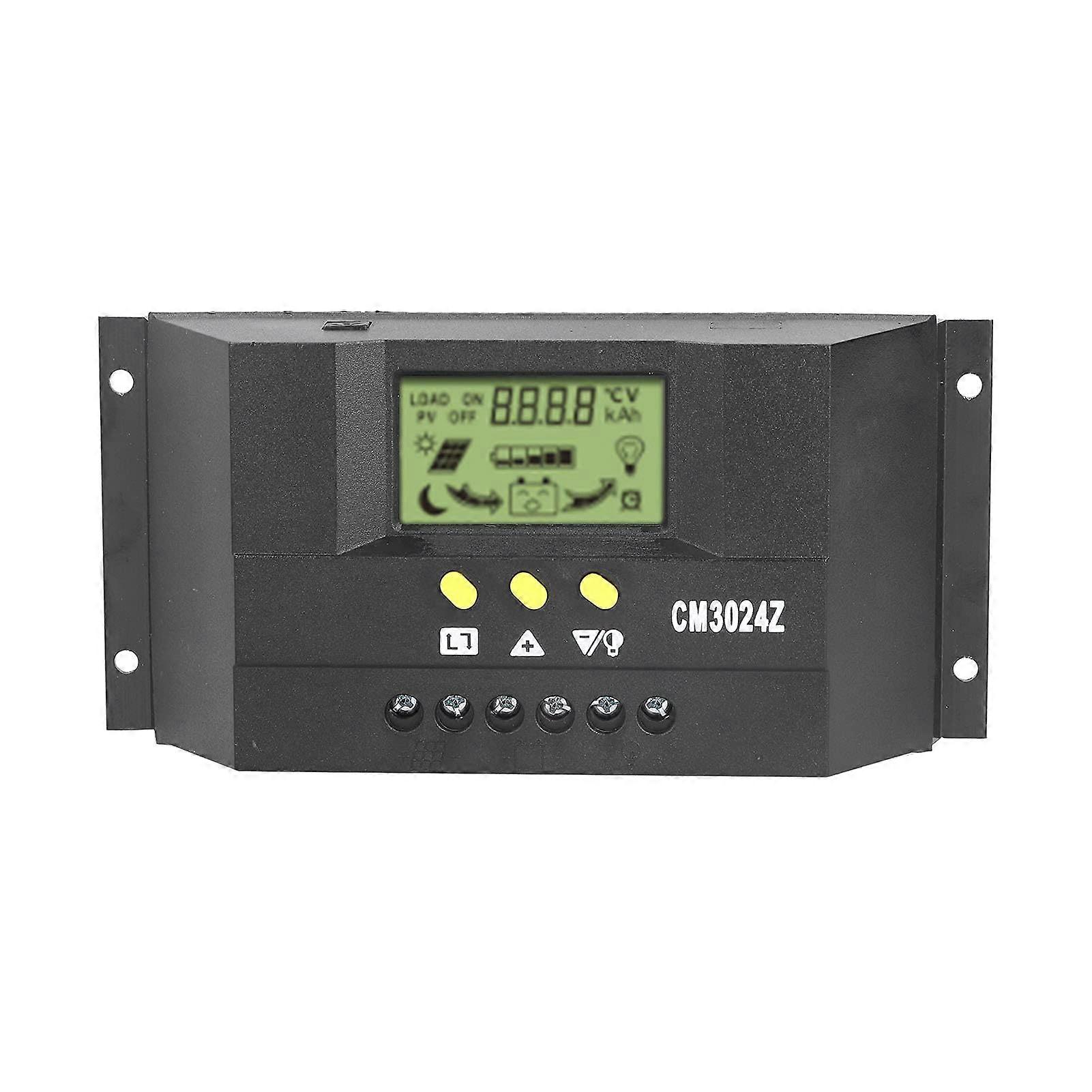 30A PWM Solar Charge Controller LCD Display 12V 24V Auto Panel Battery Regulator with Temp Sensor