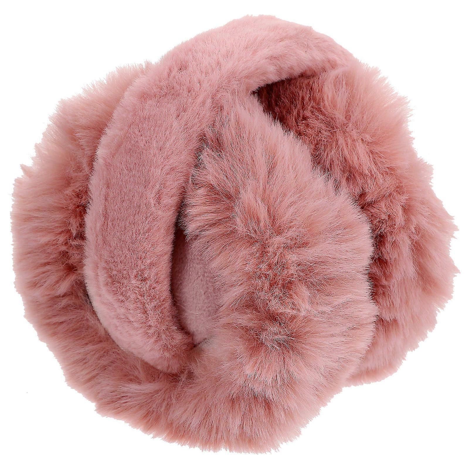 Protective Warm Earmuff Headband for Winter Use Plush Pink