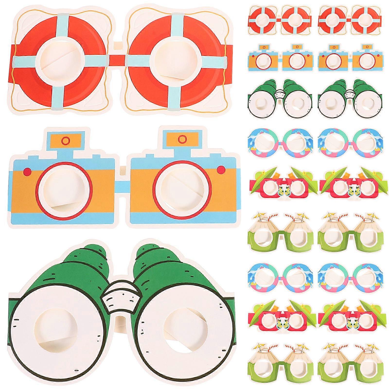 Paper Eyeglasses Party Decor for Summer Beach Theme 24Pcs Assorted Colors