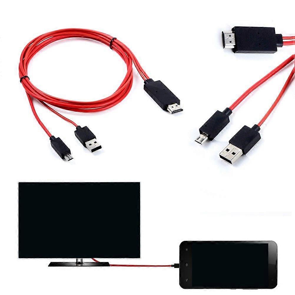 Micro USB to Adapter Cable for Hdtv Av Video Connection 2Pcs Red