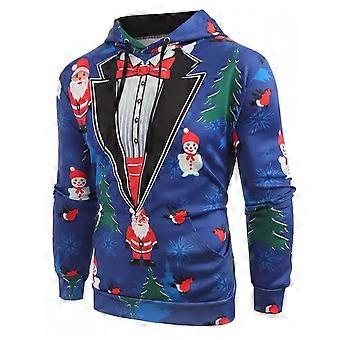 Men's Christmas Hoodie Pullover Warm Insulating Fabric Retro Jumper Festive Sweatshirt