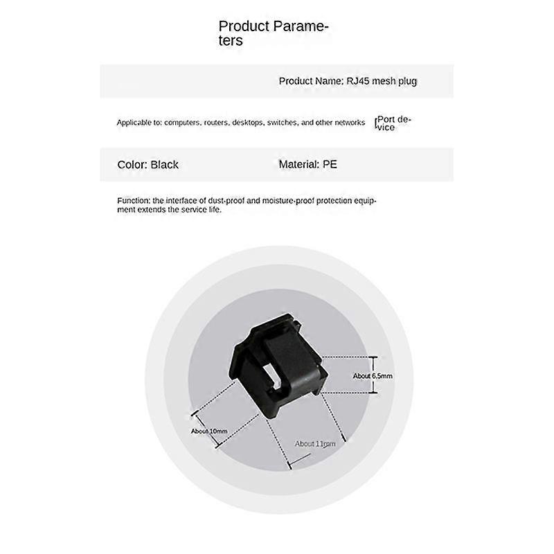 Rj45 Interface Dust Plug Dust Cap Router Switch Network Cable Black