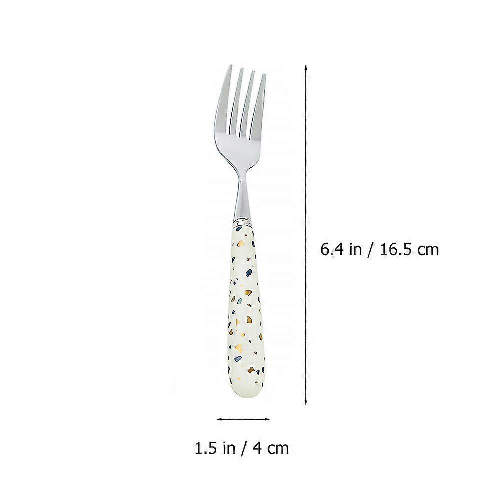 Assorted Color Ceramic Handle Cutlery Fork Spoon Pair for Eating 2Pcs