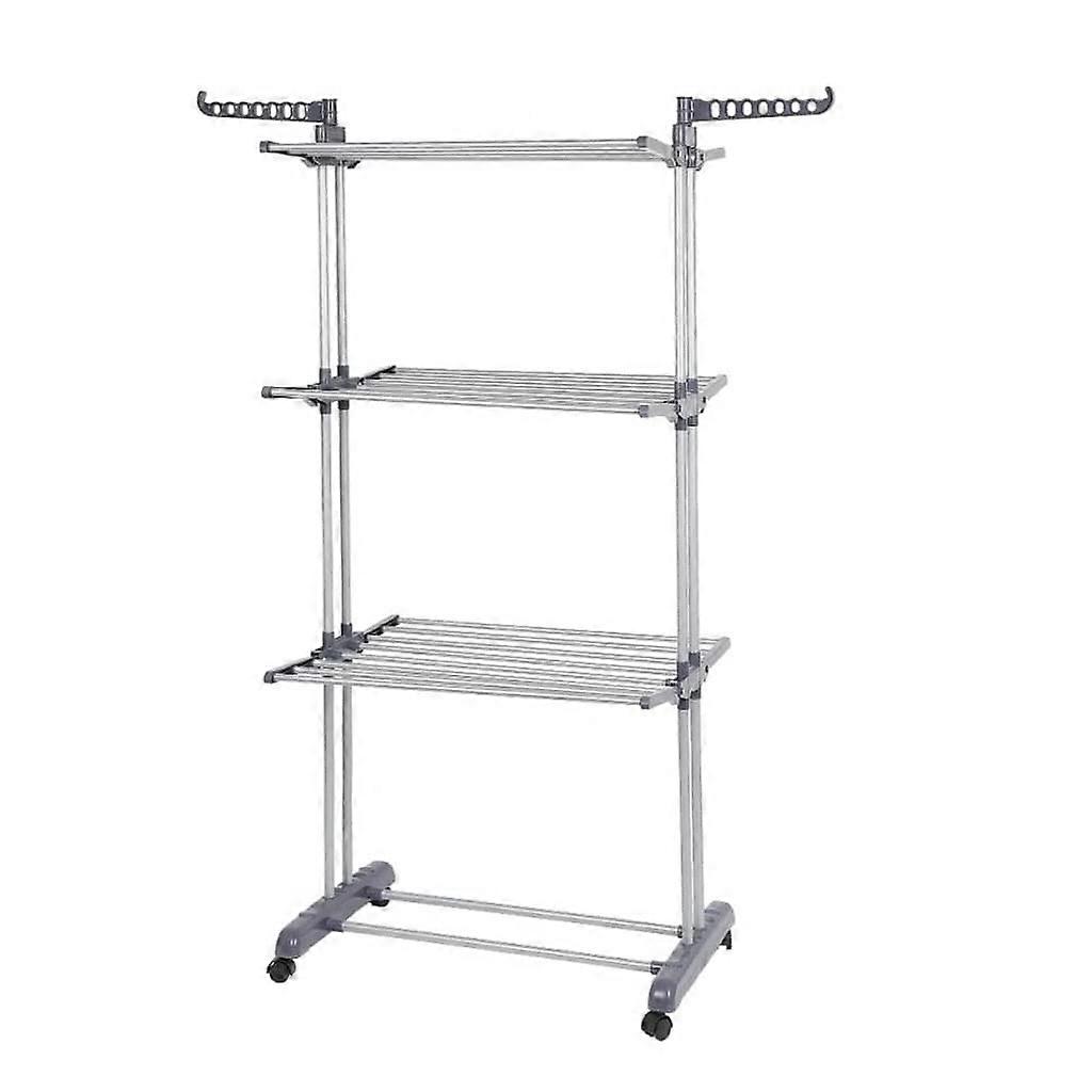 Clothes Drying Rack with Wheels, Adjustable Telescopic Arms, Foldable SpaceSaving Laundry Stand