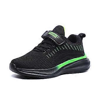 Jungen-Sneaker mit Klettverschluss, Sportschuhe mit weicher Mesh-Sohle, Grün, 13–13,5 Jahre, geeignet für Alltag und Fotoshootings
