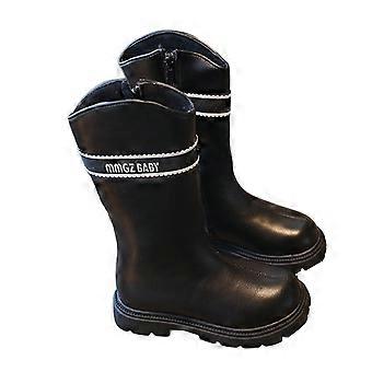 Bottes pour petites filles, bottines courtes en cuir noir à paillettes et perles, style britannique, 6-7 ans.