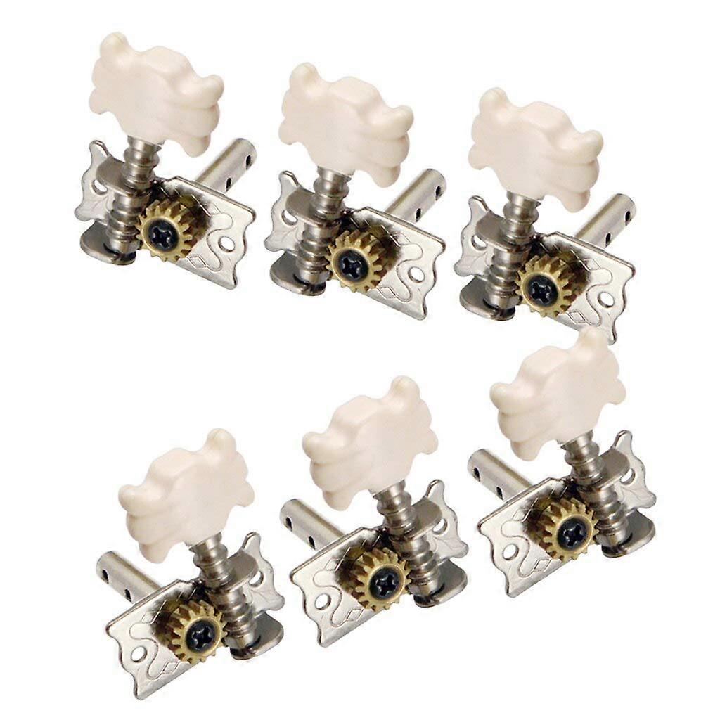 Silver Classical Guitar Tuning Pegs Set 6Pcs Single Heads for Nylon String Replacement