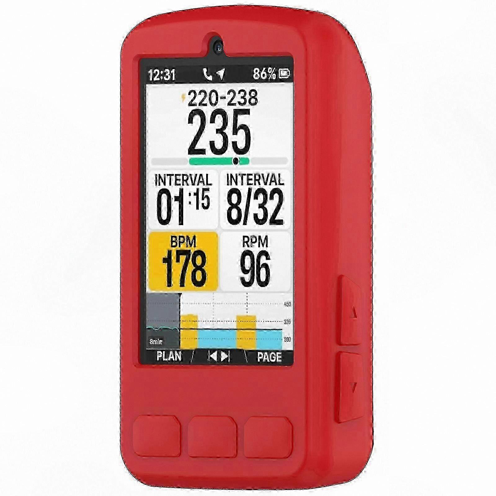 Silicone Protective Case for Cycling Computer, Red Cover for GPS Device
