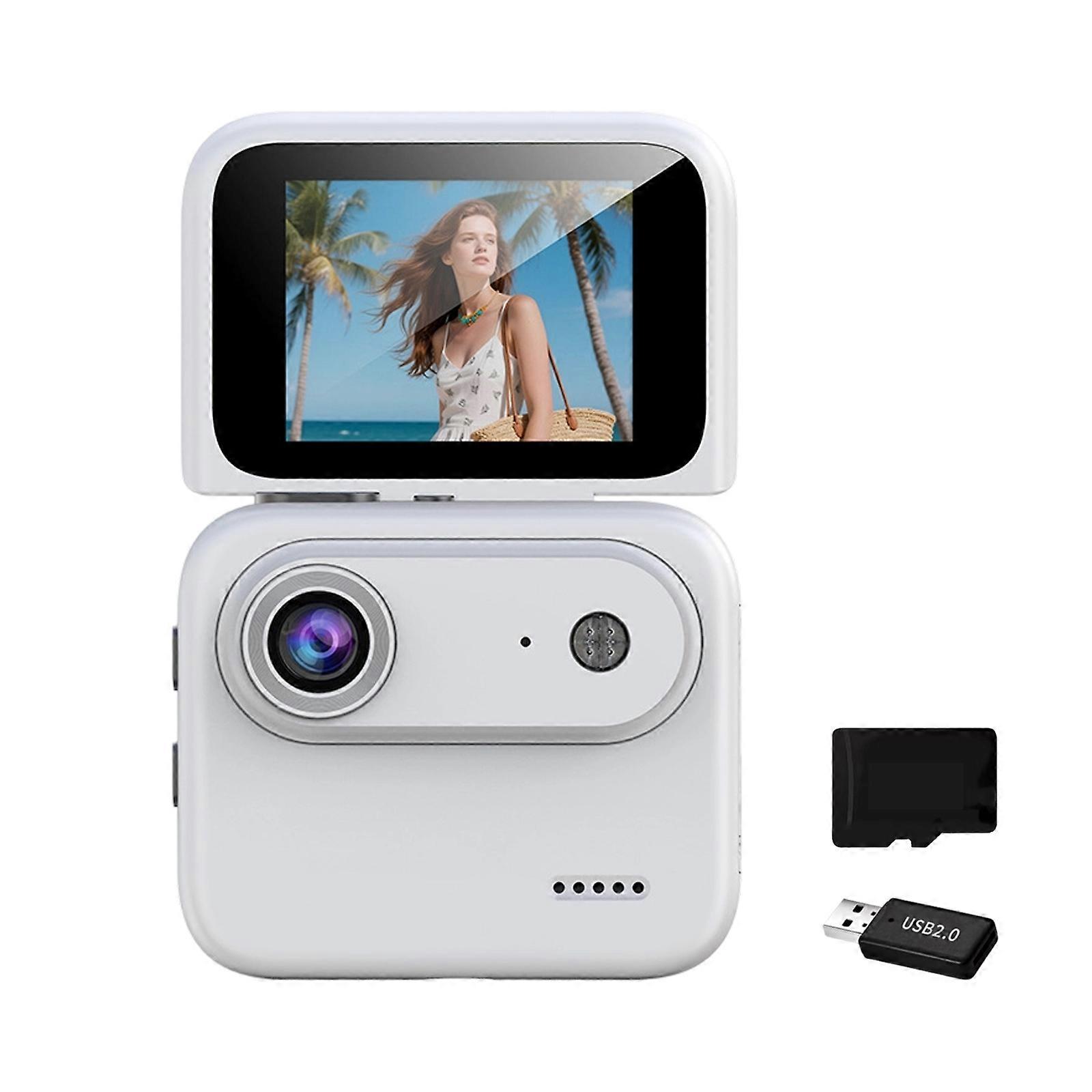 User Friendly 2inch Flip Touchscreens Camera With Stabilization And Quick Captures For Dynamic Action Shots  White
