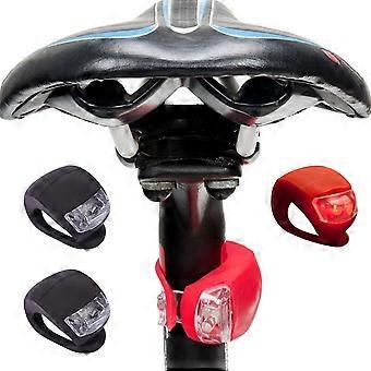 4pcs Fahrrad Fahrrad Silikon Kopf Vorderrad Hinterrad Sicherheitslicht Licht Lampe Set Helles wasserdichtes Fahrradzubehör (2 Schwarz und 2 Rot)