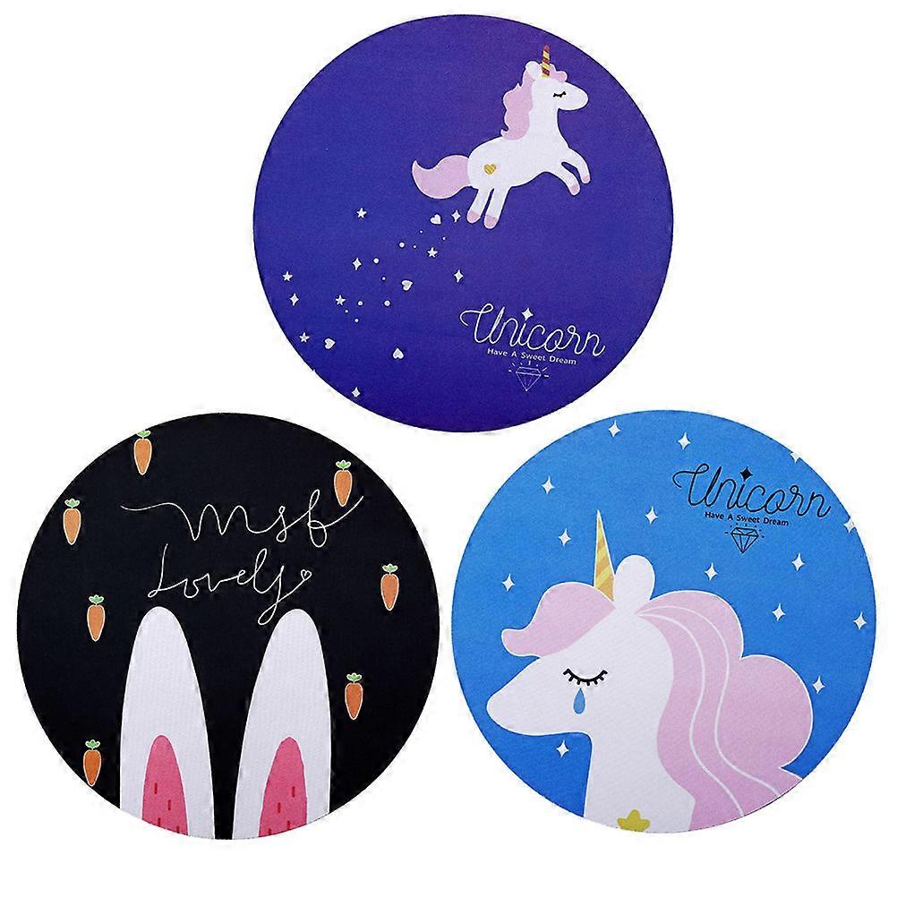 Assorted Color Desktop Mat Cartoon Pattern for Computer Use 3Pcs Set