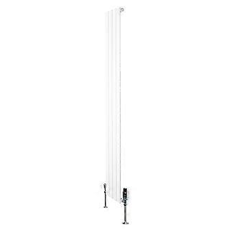 Flat Single Column Radiator 1800mm x 280mm & TRV Chrome Valves Modern Designer Single Panel Central