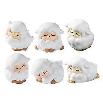 Lot de 6 adorables mini-figurines de moutons en résine, idéales pour la décoration de terrariums, de micro-paysages et de jardins.