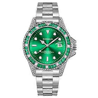 Green Dial Diamond Bezel Automatic Watch with Date Window