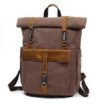 Europa Fashion Canvas Lederen Rugzakken 14 Laptop Daypack voor Traveli