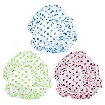 27cm 3 stk dusjhetter, elastisk gjenbrukbar vanntett plast dusjhette for kvinner damer spa salong (rød + grønn + blå)