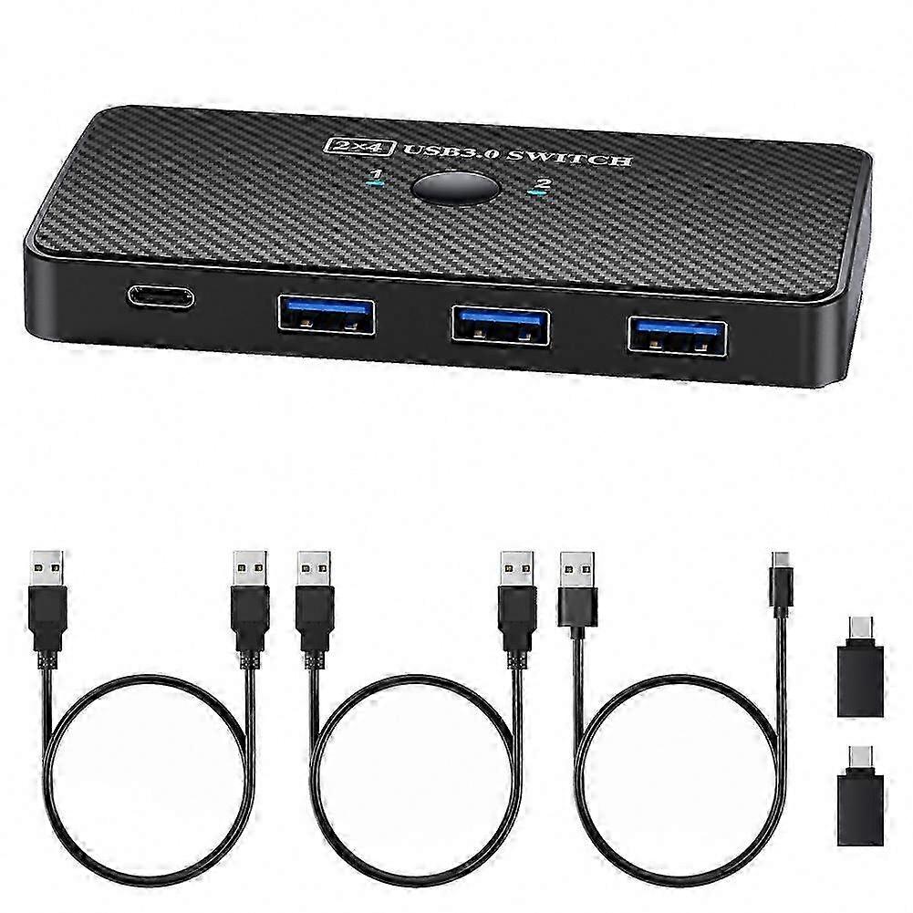 Share Printer Between 2 Computers SA06 USB3.0 Switch Hub 2 in 4 Out Shared Splitter Adapter