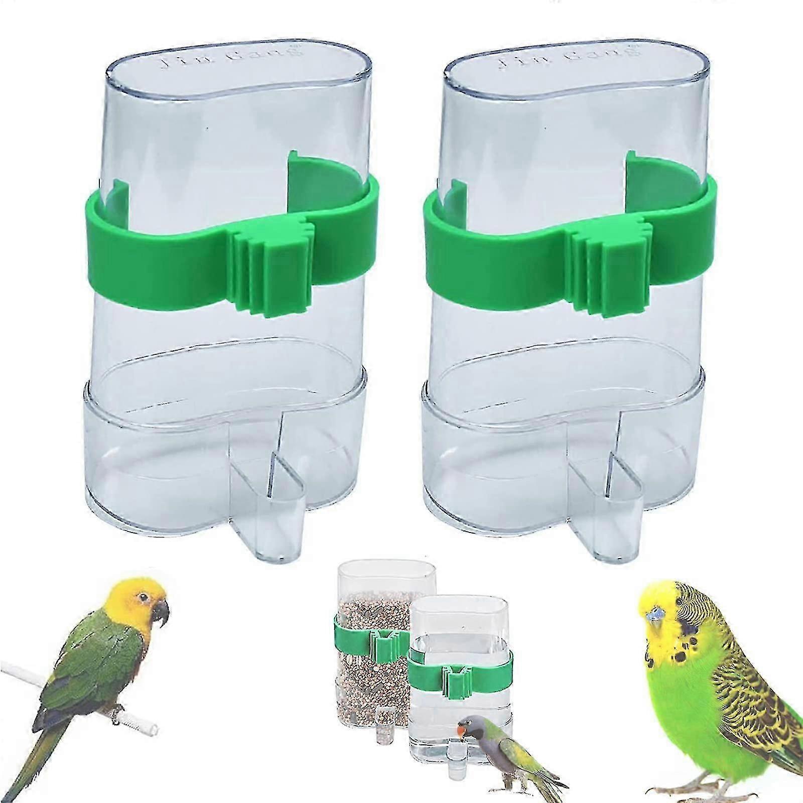 2-Pack Bird Cage Water Dispenser Feeding Stations, Multi-Function Bird Bath Pots