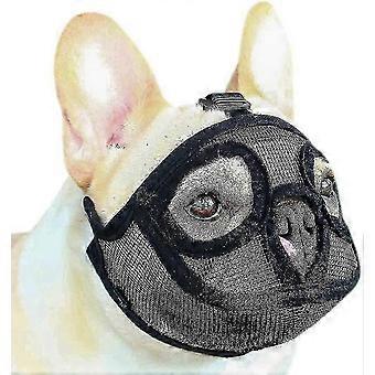 Bozal de malla para perros, bozal corto ajustable y transpirable, bozal para bulldog compatible con perros que muerden, mastican y ladran, color negro, 26-27