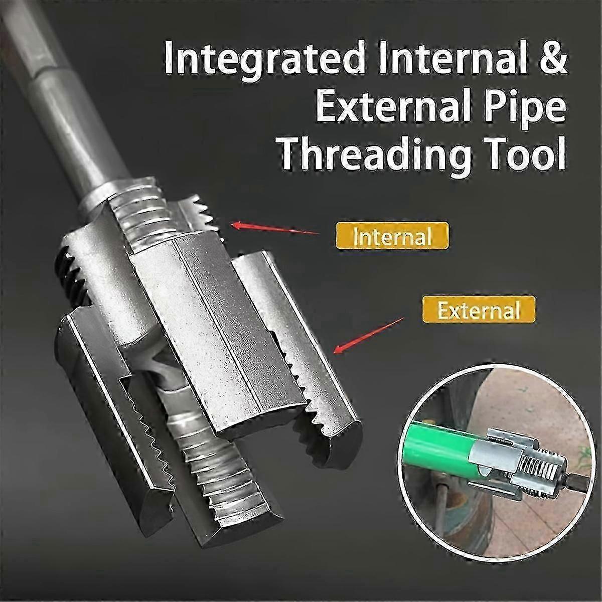 Integrated Internal & External Pipe Threading Tool, 1/2inch+3/4inch