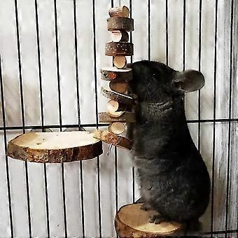 Paquete de 2 juguetes para masticar animales pequeños Jaula de madera de manzana natural Juguetes colgantes de bloques de masticación para hámsters Conejitos Loros Conejos