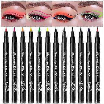 12 Colors Matte Liquid Eyeliner Set,Eye Liners for Women Makeup Eyeliner Pencil,Waterproof Long-lasting Smudge-Proof  Smooth Eyeliner Pen, Happy H