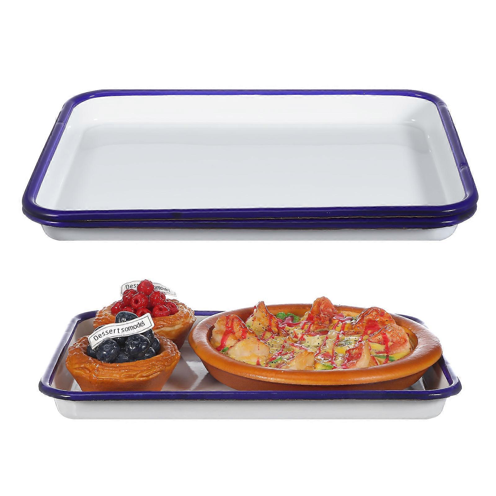 White Enamel Baking Pan for Kitchen Use 4Pcs Multi-Functional Set