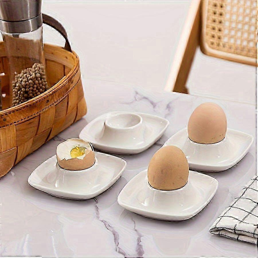 White Ceramic Egg Tray Cup Set Breakfast Egg Holder Kitchen
