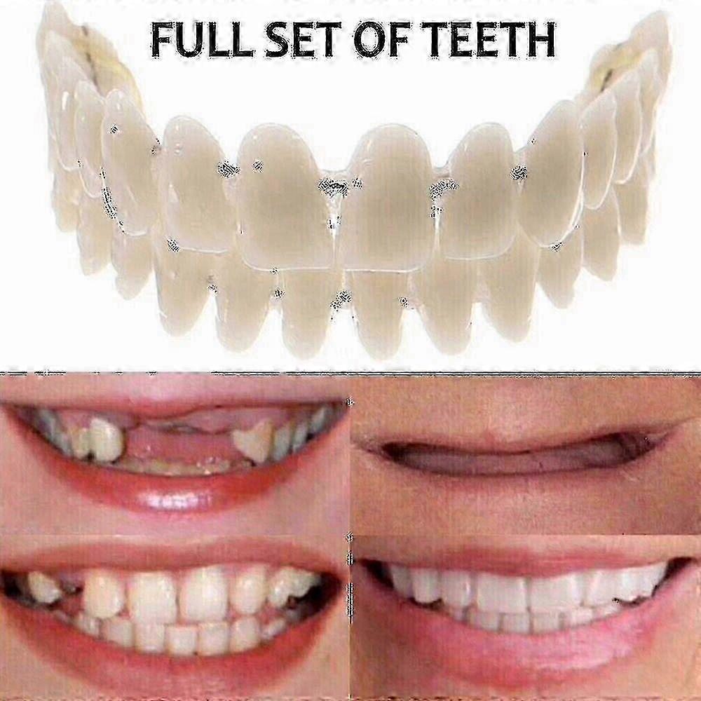 False Teeth Upper and Lower Denture Set compatible with Dental Veneers