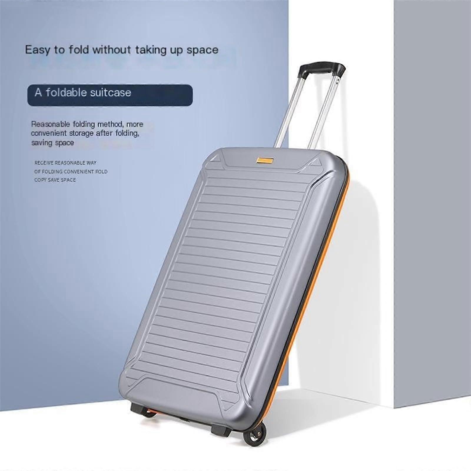 Foldable Suitcase with Wheels Trolley Case Gray Size 20IN Lightweight