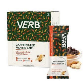 Verb Energy Caffeinated Protein Bar Chocolate Chip Peanut Butter, 12 Count