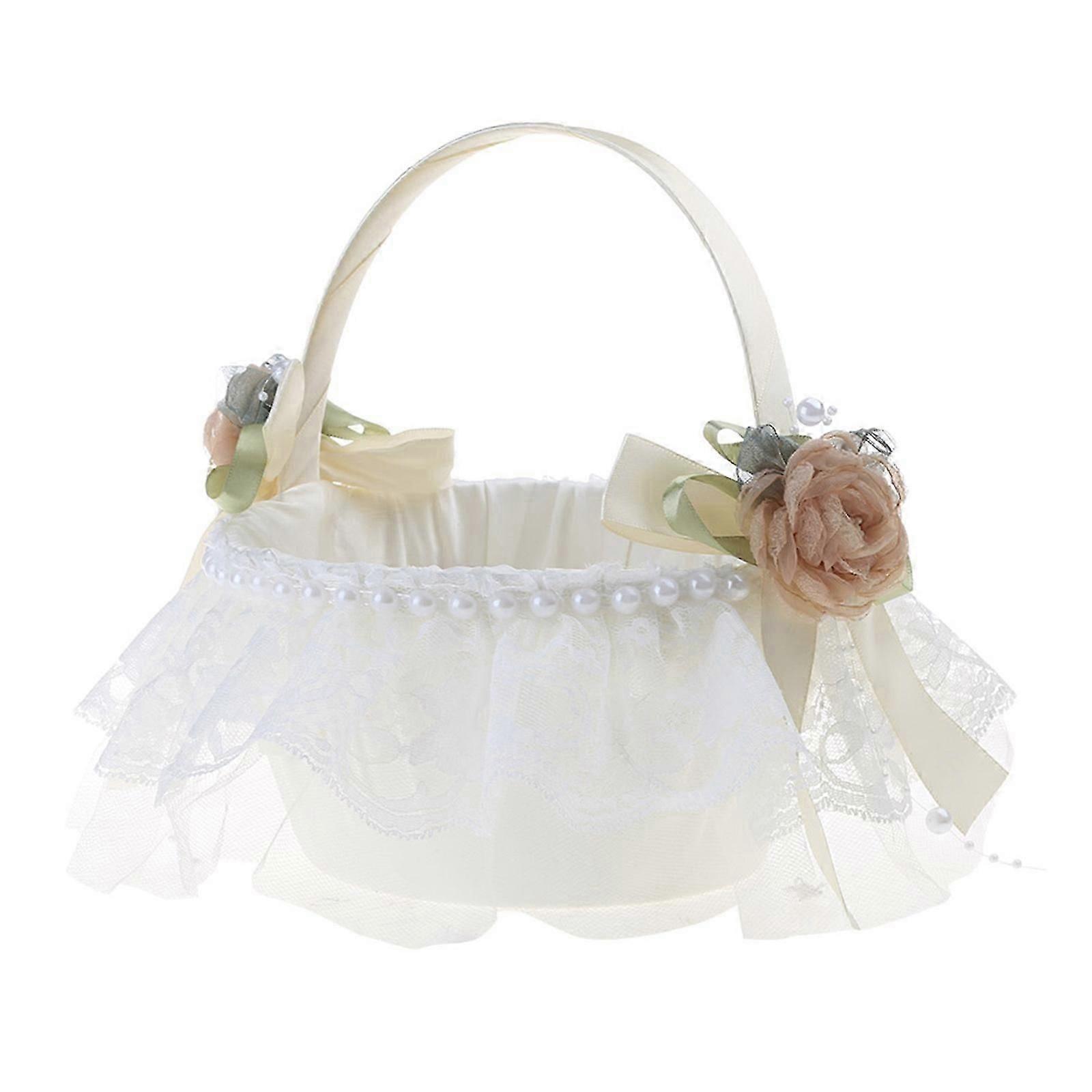 Silk Rosette Satin Flower Basket