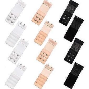 12 Pieces Women's Soft Comfortable Elastic Bra Extenders Bra Extension Strap 2 Hook 3 Row Lady's Bra Extender Bra Band Spare Part