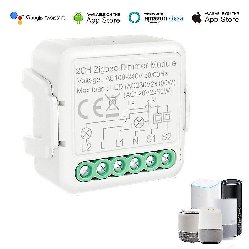 Dimmer Smart Switch Module Controller 2 Way/2ch Remote Control Smart Light Switch Relay Google Assistant Alexa