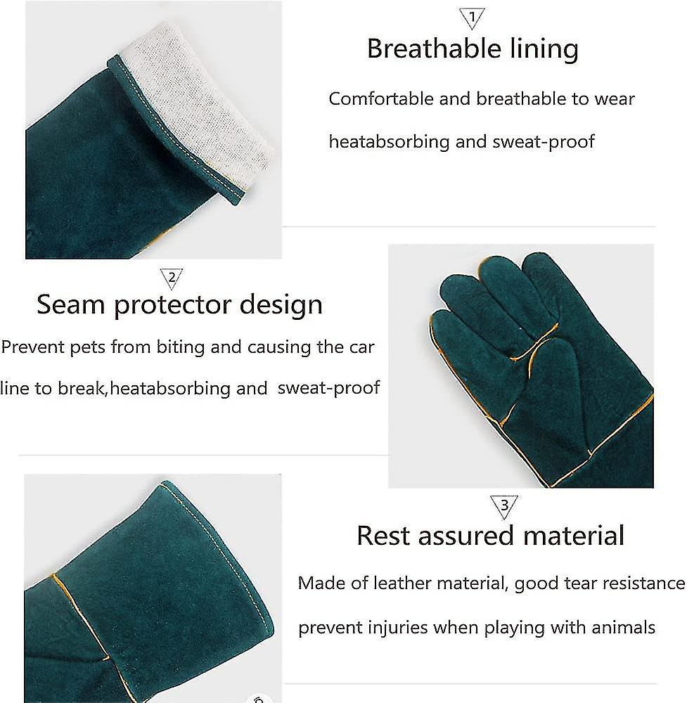 thumbnail image 2 of Heavy Duty Animal Handling Gloves - Anti-Bite Protection For Dogs & Cats - Green 2 of 6