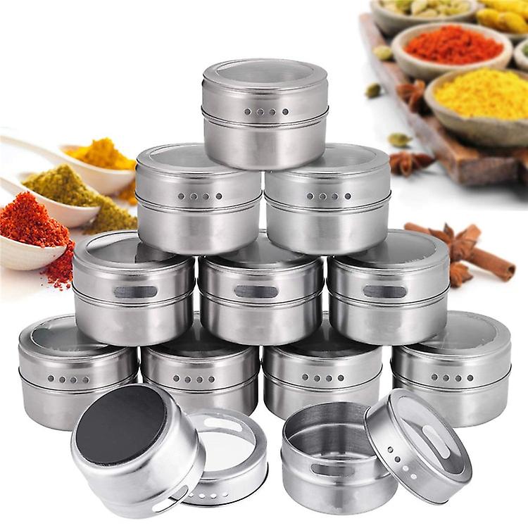 Magnetic Spice Jars With Spice Labels Stainless Steel Magnetic Spice Tins Set Magnetic On Refrigerator