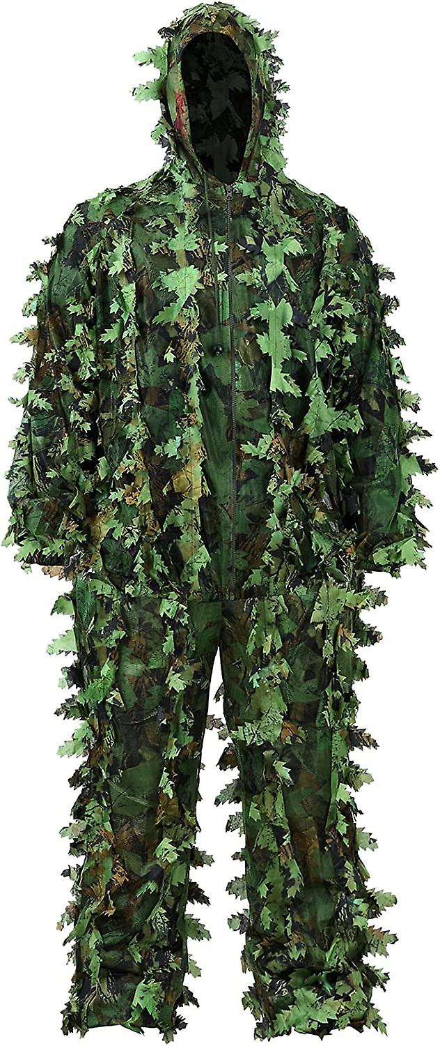 3D Löv Ghillie Kamouflage Kläder Toppar Byxor Jacka Jakt Paintball Airsoft