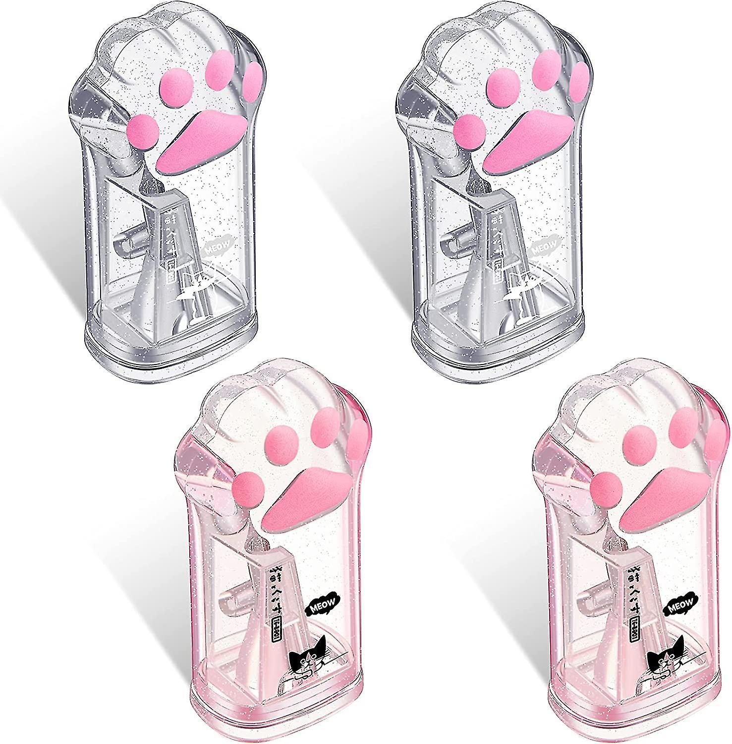 4 Pieces Cute Cat Paw Pencil Sharpener, Pink And Grey
