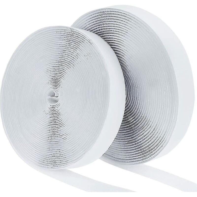 2pcs Adhesive Tapes Adhesive Tapes Self Adhesive Scratch Hook Loop Tape For Picture Frames Installation, 20mm X 8m-white