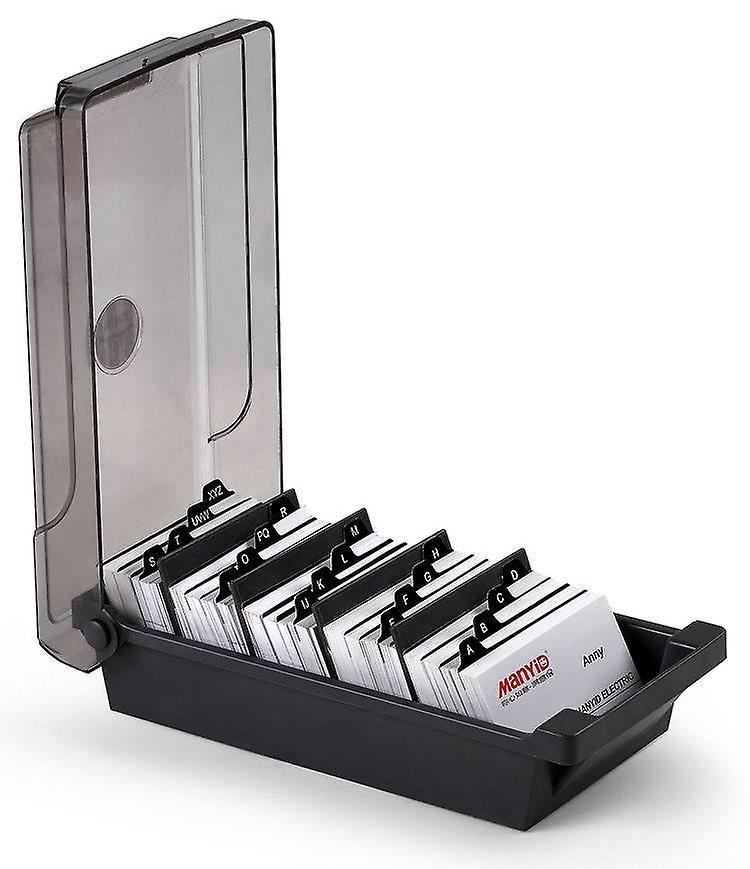 Office Desk Business Card Storage Box Black With Divider Index Labels Durable Organizer For Office Home Use