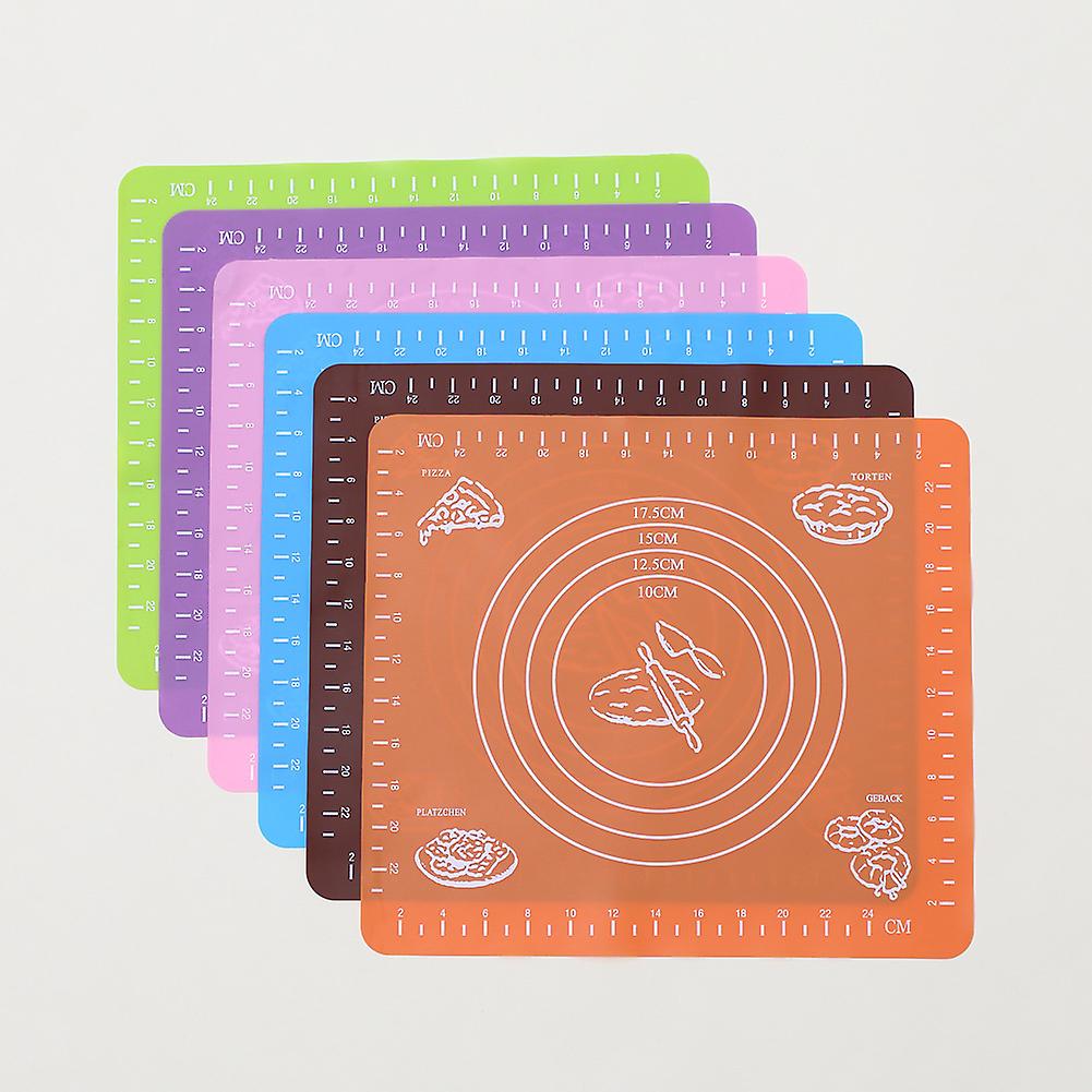 Set of 6 Silicone Baking Mats, Non-Stick Pastry Baking Sheet with Measurements, Oven Mat for Macaron/Biscuit/Dough, Silicone Placemat, Reusable