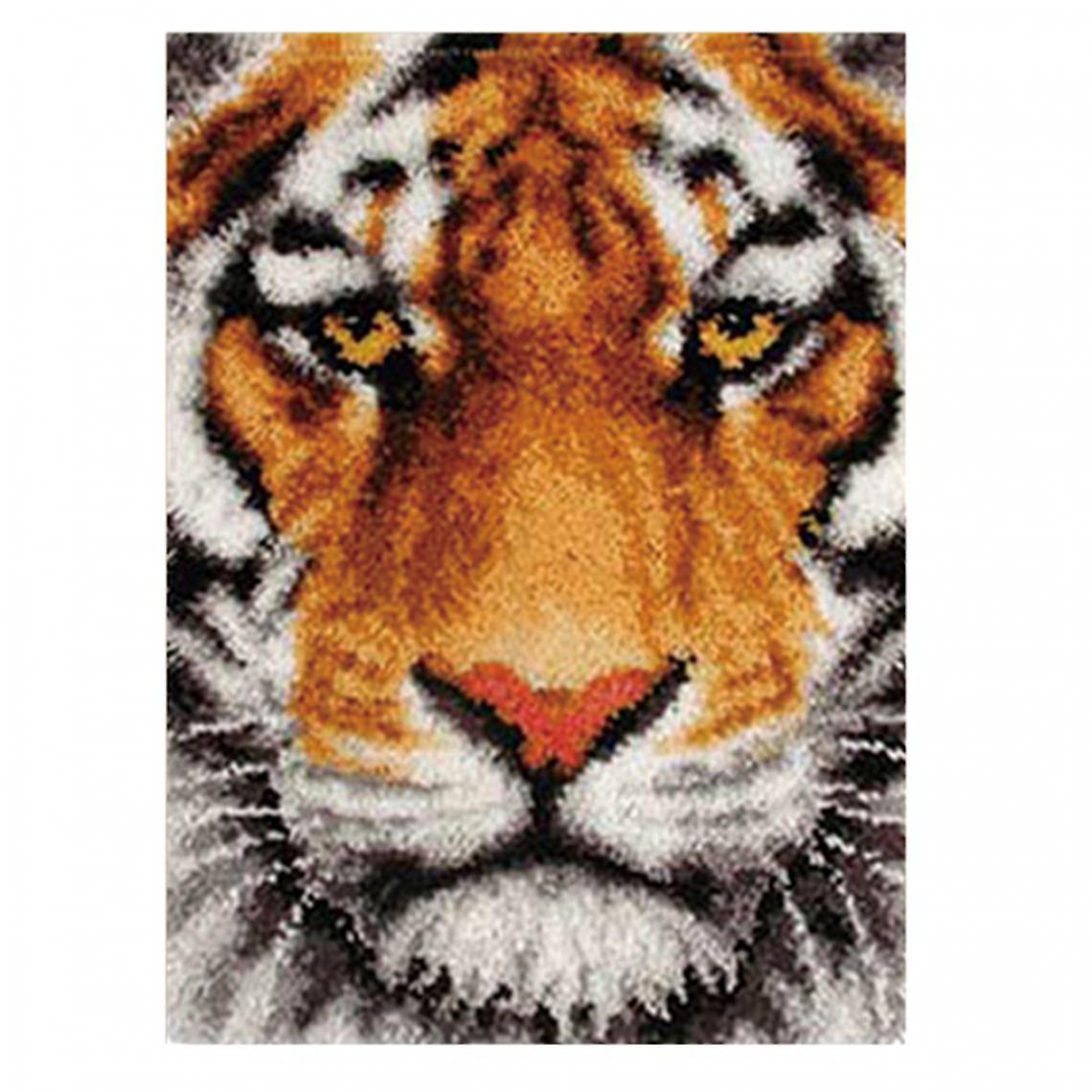 Latch Hook Kit With Basic Tool And Instructions For Making Tiger Fabric Rugs